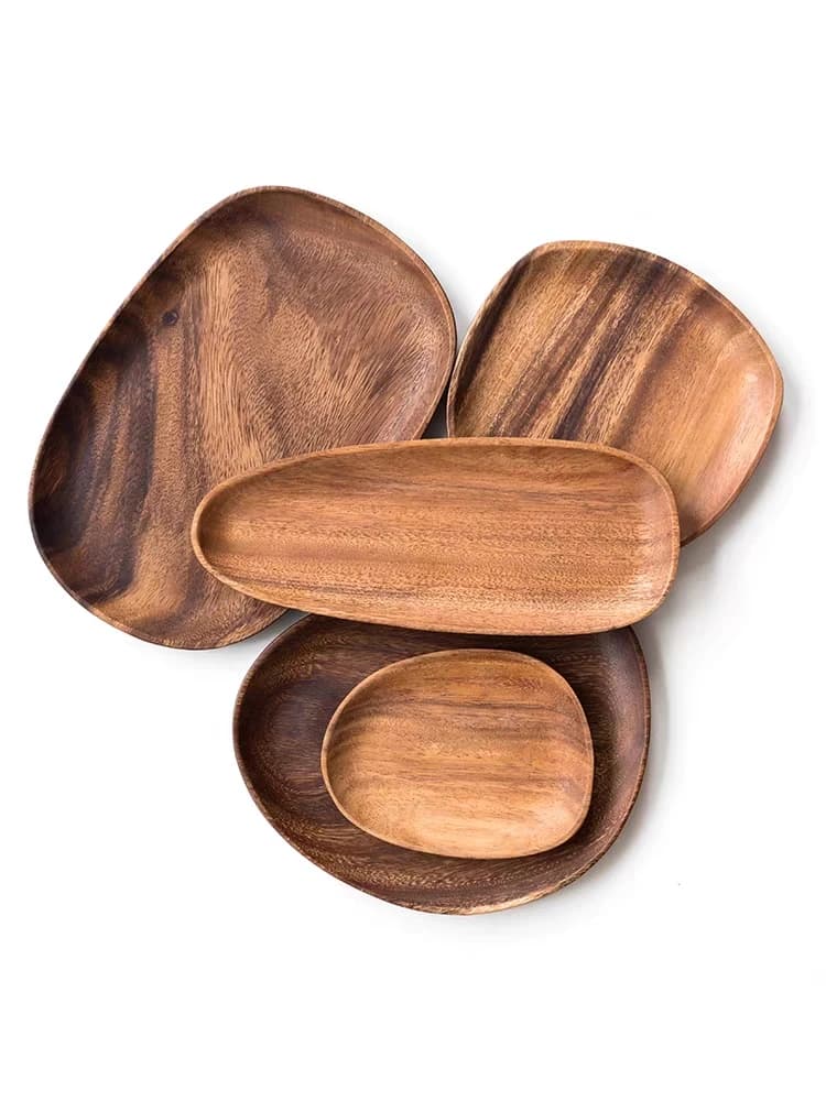 Piatto per Frutta Secca e Snack in Legno di Noce Sudamericano Stile Giapponese, Forma Irregolare, Vassoio Piccolo in Legno Naturale