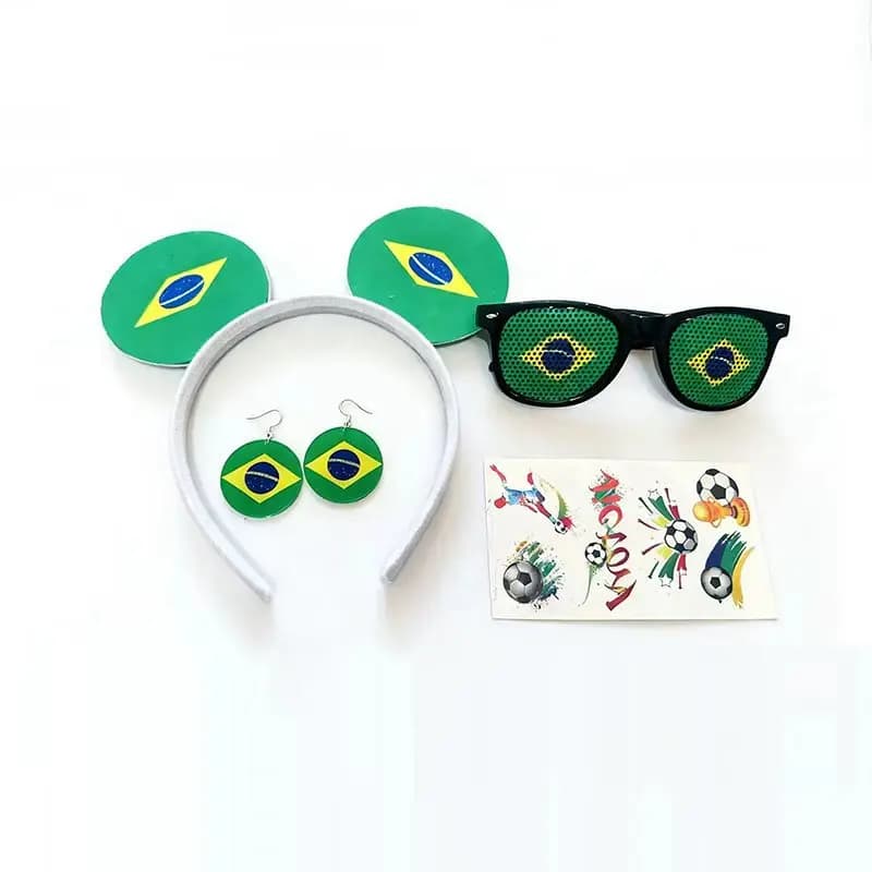 Accessori per uniformi da calcio, accessori per la fotografia dei tifosi, decorazioni a tema calcio, fasce per capelli, orecchini, adesivi