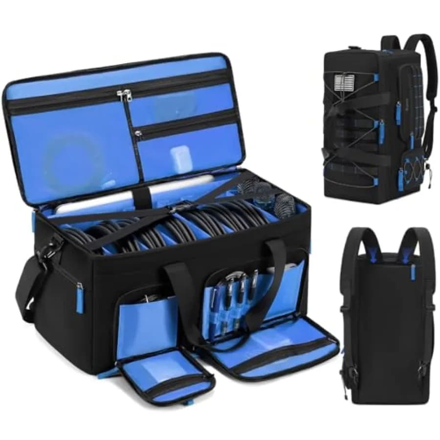 Borsa Grande per DJ con Tasca per Laptop e Microfono, Borsa per Attrezzatura DJ con 8 Divisori Staccabili e Fondo Imbottito, Borsa da Concerto per DJ
