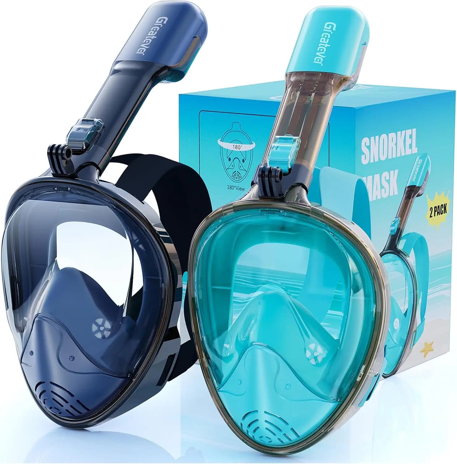 Integrated Underwater Mask with Dry Top Respiration System, Removable Camera Support, Anti-fog and Anti-Infiltration for Family Trips