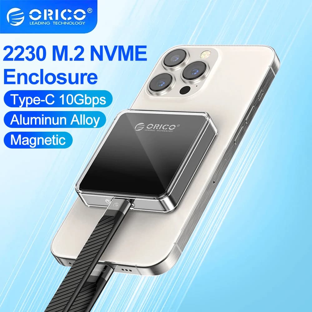 ORICO Enclosure Magnetico 2230 per SSD M.2 NVMe, USB 3.2 10Gbps, Case Esterno per SSD NVMe PCI-E M.2 per Laptop, iPhone 15 Pro, iPad