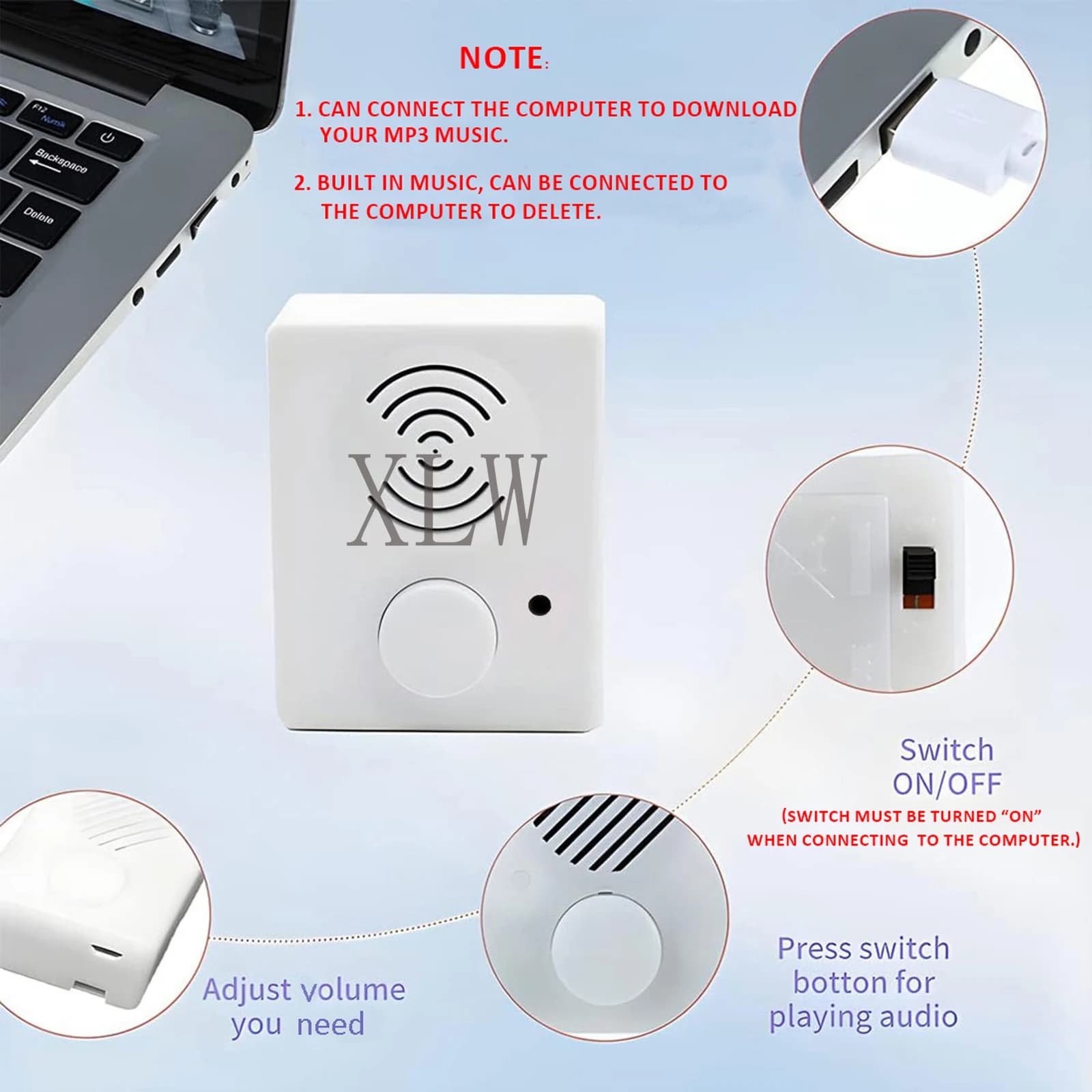 Registratore Vocale per Peluche, Scatola Sonora Scaricabile e Registrabile tramite USB per Artigiani, Presentazioni Scolastiche, Regali Fai-da-Te, ecc.