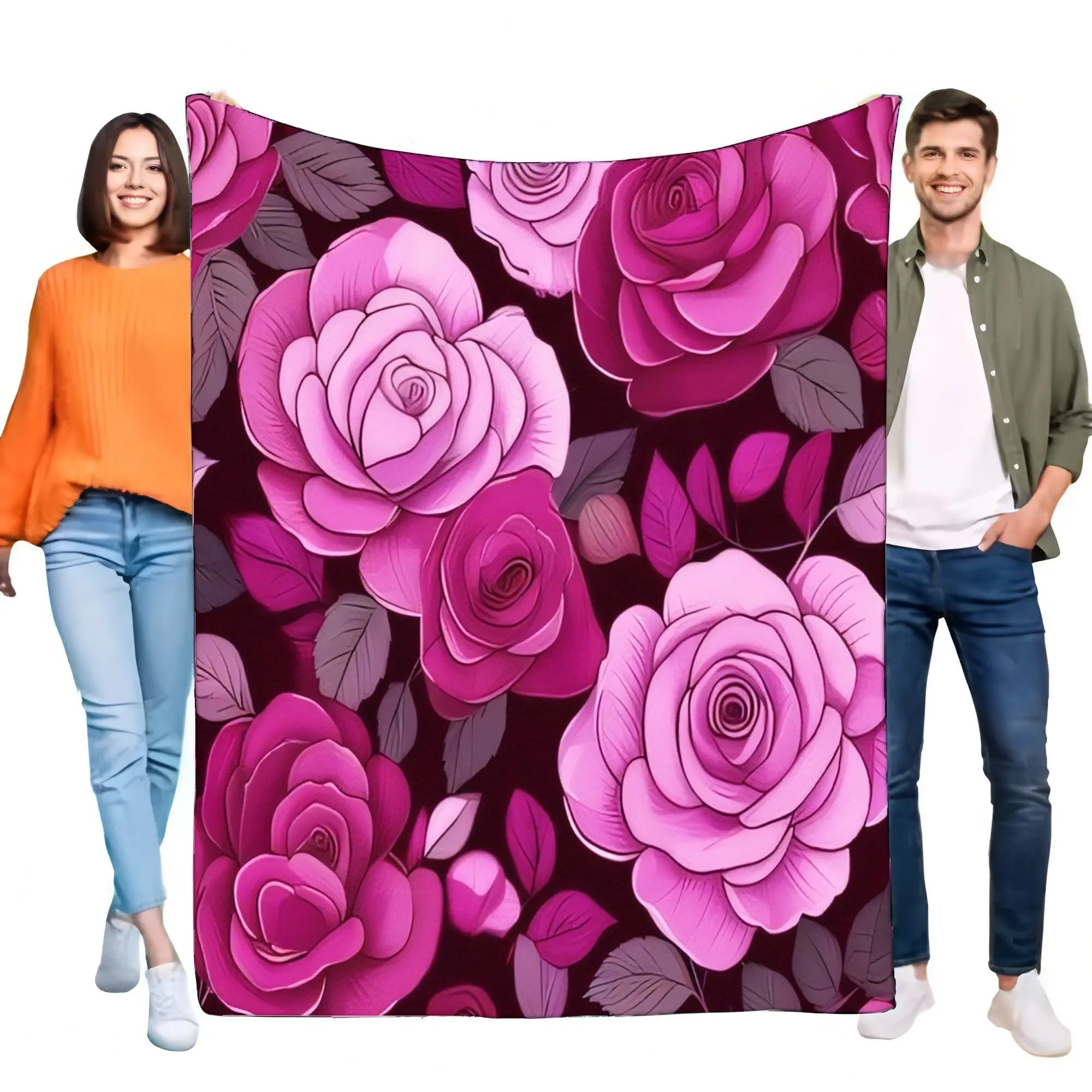 Elegante coperta floreale rosa fucsia rosa, tiro in pile di peluche ultra morbido, calda e accogliente copridivano per divano letto, regalo di arredamento romantico per
