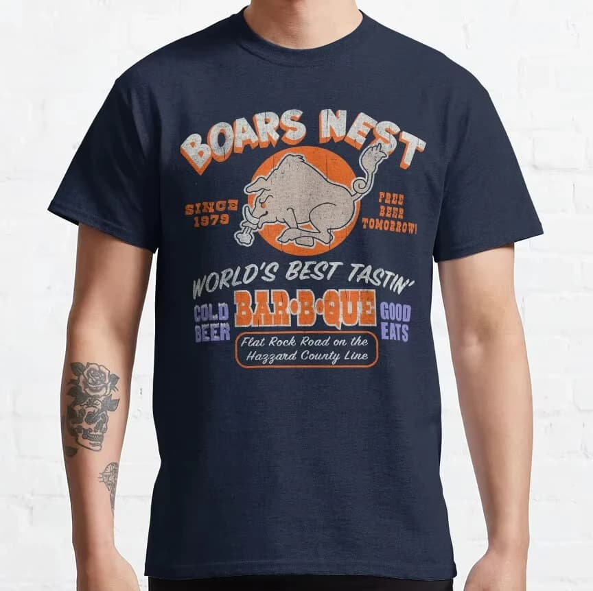 2025 Boars Nest Since 1979 The Dukes of Hazzard Vintage 70s TV Graphic Print High Quality T-Shirt for Developer Large Adult Top