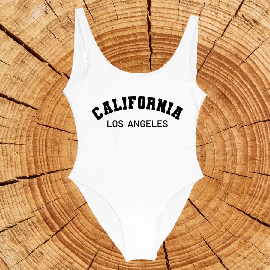 S-3XL CALIFORNIA Costume intero stampato per donna Costume da bagno donna nero Monokini senza schienale femminile Costumi da bagno taglie forti
