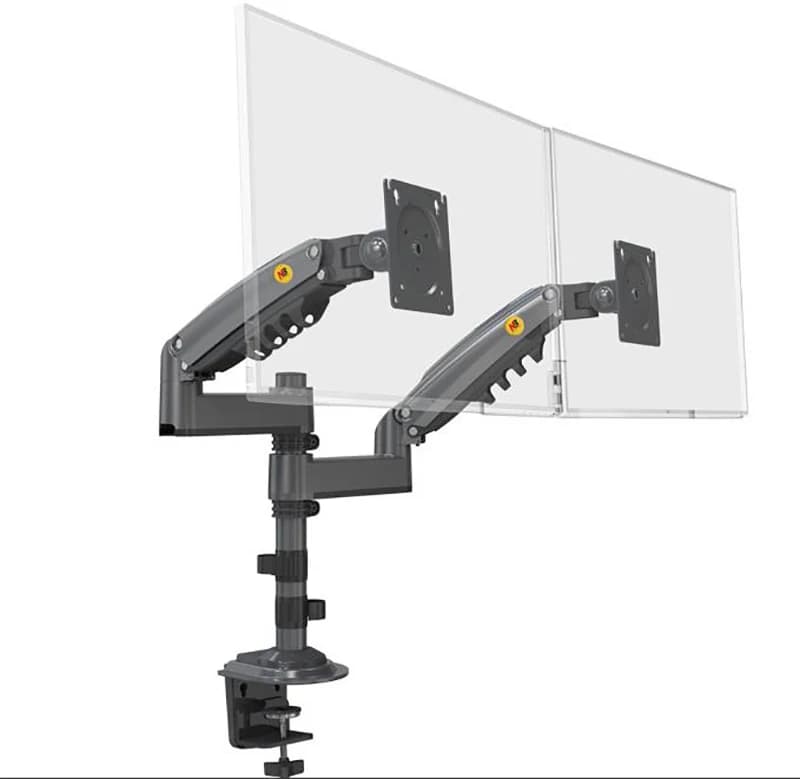 NB H180 Double Monitor Desk Holder Arm Gas Spring Full Motion 17'-27' LCD TV Mount Ergonomic Dual Arm Clamp Bracket 2-9kgs Each