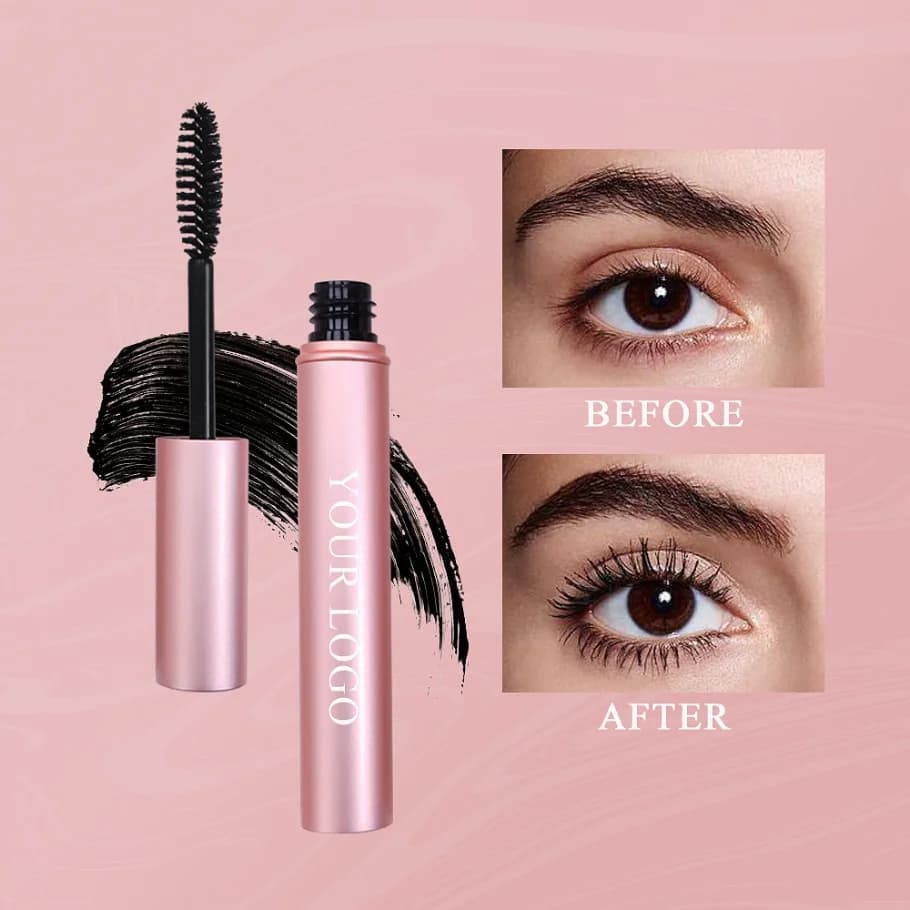 Customizable Vegan Mascara with Logo, Wholesale, Private Label, Intense Black Raincoat Mascara, Long-lasting Formula, Moisturizing and Incurring, No Waving