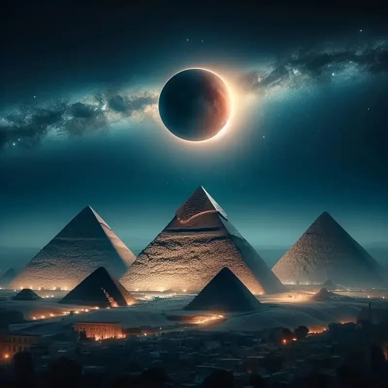 Pyramid Night Sky 5D DIY Diamond Painting Kit - Circular Diamond Egyptian Pyramid and Celestial Scene Murals