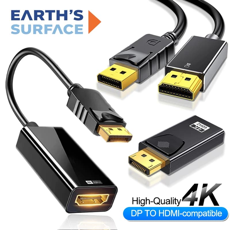 Compatible adapter connector DisplayPort to HDMI 4K DP male to HDTV female convertor cable audio switcher Vidio to PC portable TV