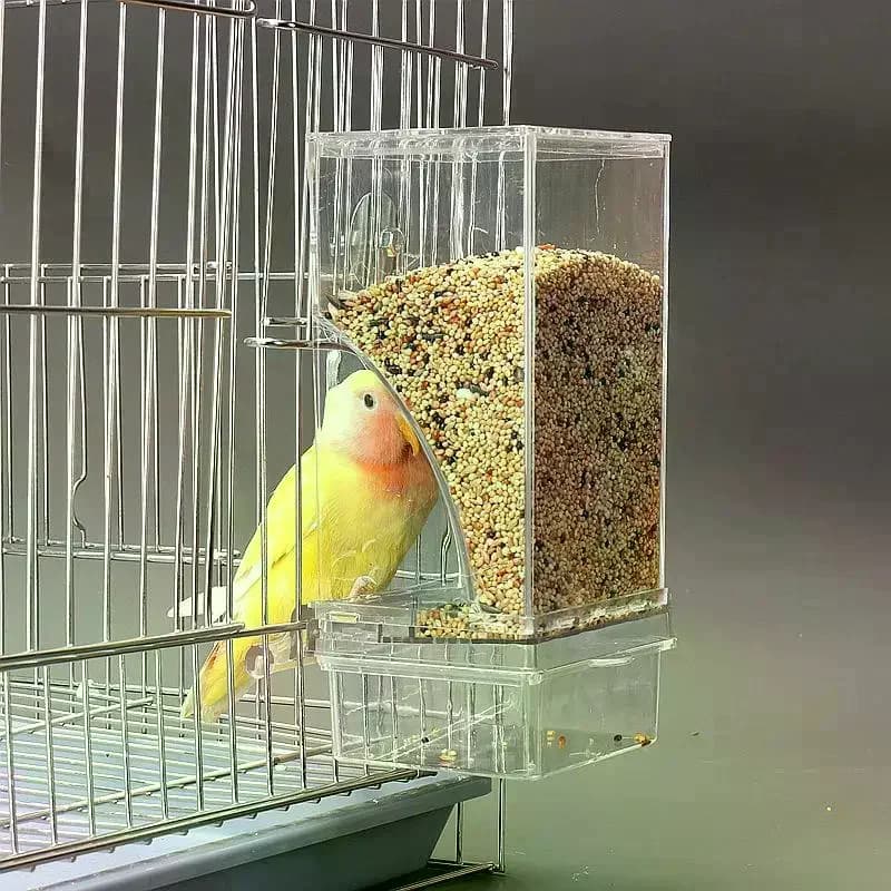 1 Pc No Mess Transparent Automatic Bird Feeder Food Container Cage for Parrot Small Birds Accessories & Feeding Tool