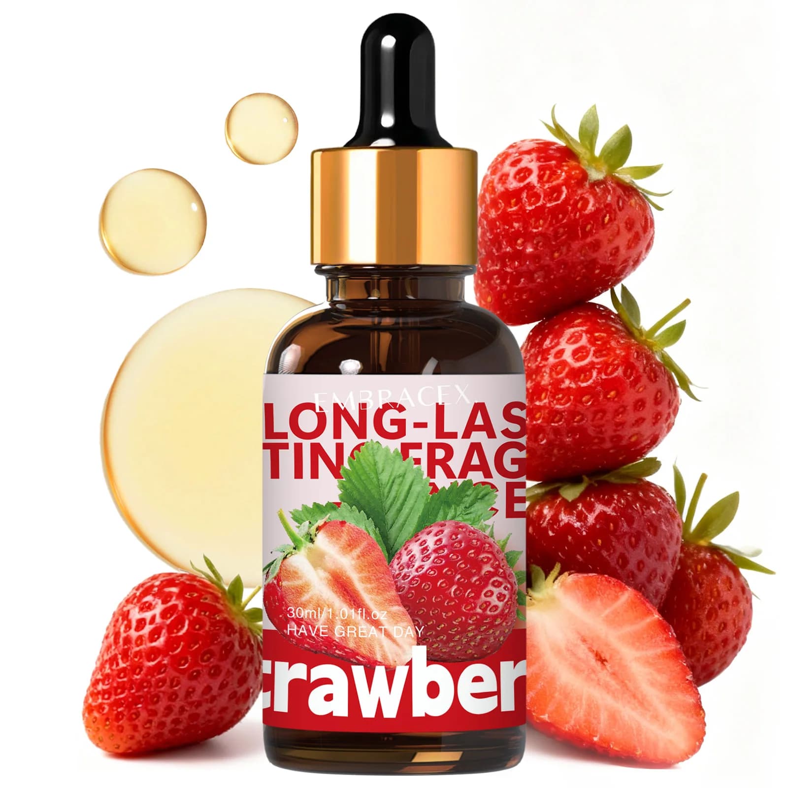 Olio essenziale di fragola da 30 ml, fragranza a lunga durata per aromaterapia, cura della pelle, massaggio, rilassamento, regali per le vacanze per gli amici