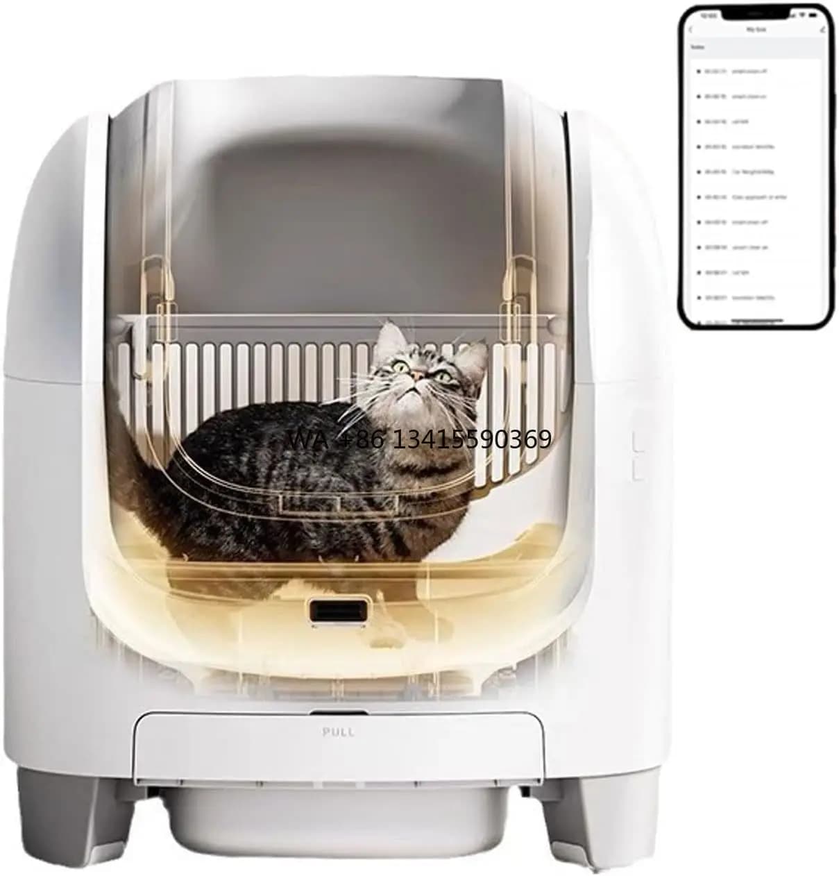 Scatola automatica per gatti aperta autopulente con controllo APP Monitoraggio del peso Toilette per gatti intelligente senza odori per gatti fino a 10 kg