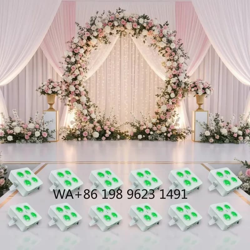 Faro LED a Batteria Wireless Mini 4x18W RGBWA+UV 6IN1 con Controllo DMX per Illuminazione Scenica, Matrimoni, Discoteche, Feste, Club ed Eventi