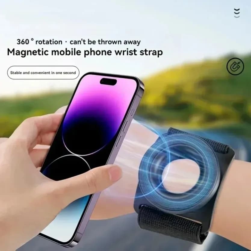 Magnetic Phone Holder 360° Rotatable Armband Wrist Phone Carrier Strong Adaptability for Sports Outdoor Fitness Smartphone