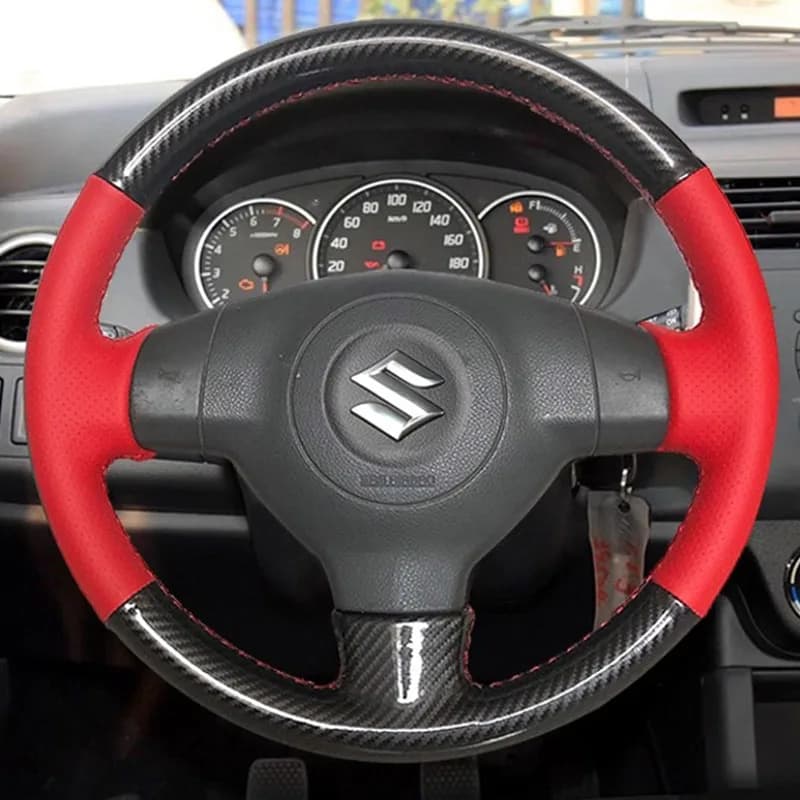 For Suzuki SX4 High Old Swift Opel Agila car cover in real red leather hand sewn carbon fiber
