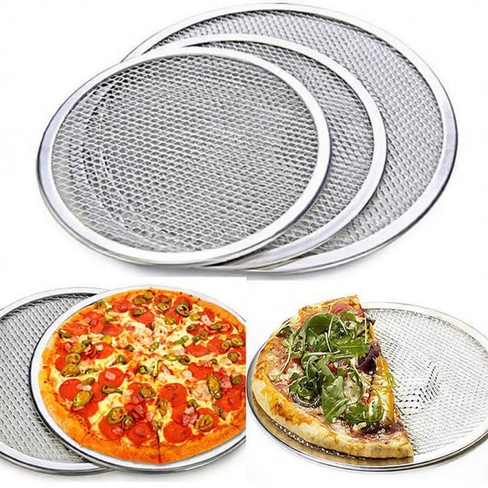 Thickened Aluminum Pizza Screen Round Baking Net Premium Mesh Tray Kitchen Gadget For Crispy Crust Roasting BBQ Food