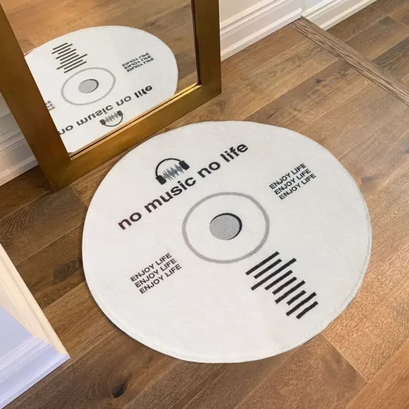 Tappeto circolare a tema musicale, album, motivo stampato, decorazione per la casa, soggiorno, camera da letto, tappeto antiscivolo
