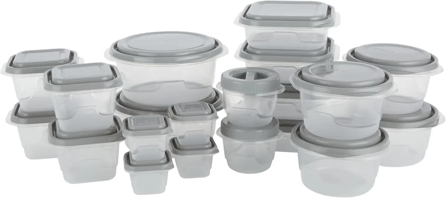 Set di 40 Contenitori per Alimenti Senza BPA con Coperchi Click-Fresh, Dimensioni Assortite
