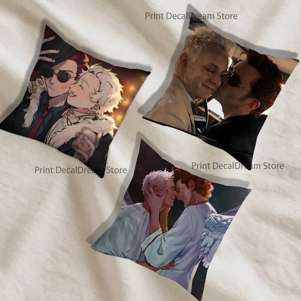 Ineffable Husbands C-Crowley and Aziraphale Pillow Case Sofa Decor Office Room Printing Cushion Cover Decorations and Protector