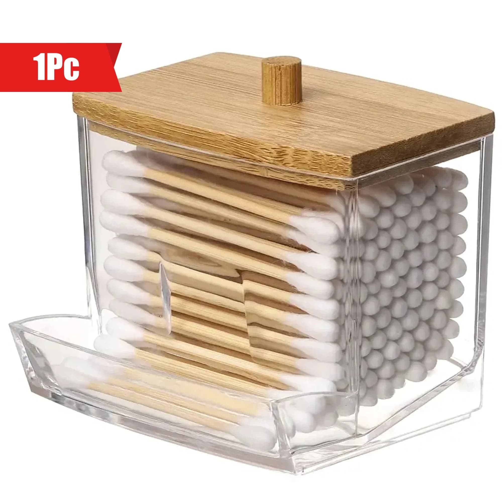 Dispenser portaoggetti per tamponi di cotone trasparente da 1 pezzo, supporto per tamponi di cotone con coperchi, contenitore per riporre il bagno, organizer per materiali artistici