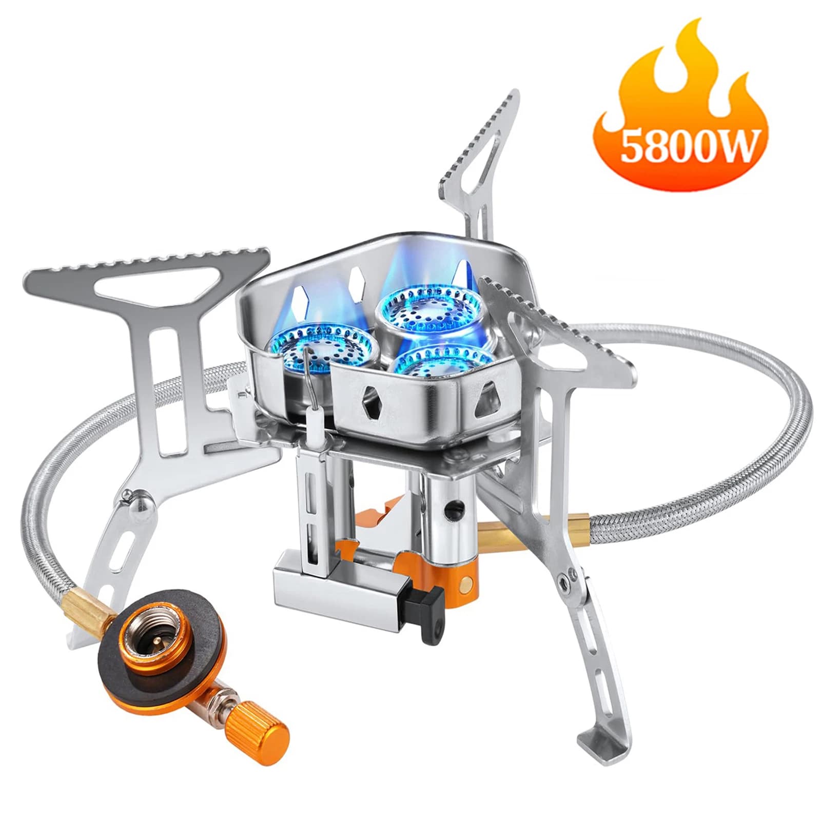 5800W High Power Camping Gas Stove, External Winding Gas Stove, Ultra-Light Portable Burner, Camping and Hiking Equipment