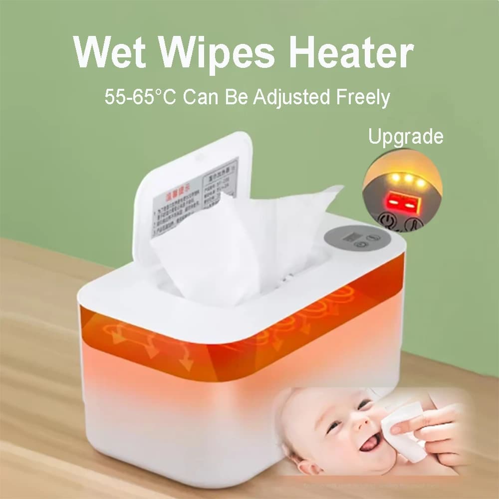Riscaldatore per salviette per bambini con luce notturna, dispenser per asciugamani bagnati Ricarica USB portatile Scaldasalviette per neonati, scatola riscaldante per tovaglioli casa/auto