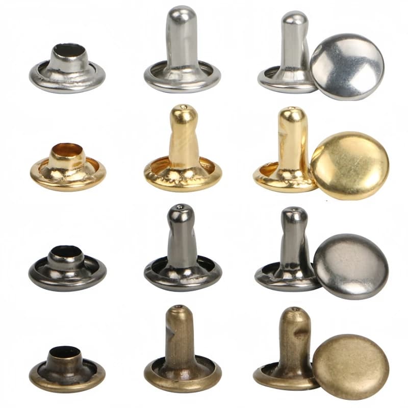 100Sets 5-10mm Metal Single Cap Rivets Studs Round Rivet for DIY Leather Craft Bag Belt Garments Hat Shoes Pet Collar Decoration