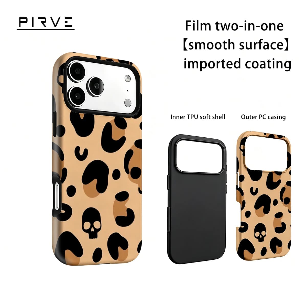 Abstract Skulls Beige For IPhone18 17 Must-Haves Phone Case For IPhone 17 15 14 13 16 Pro Max Plus Double-Layer Tough Case