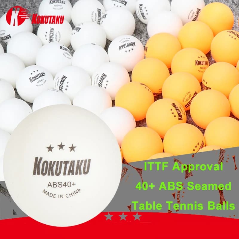 KOKUTAKU 50/100 pz 3-Star Ping Pong Palla Professionale 40+ ABS 2.8g Cucita Approvazione ITTF Ping Pong per Competizioni di Formazione