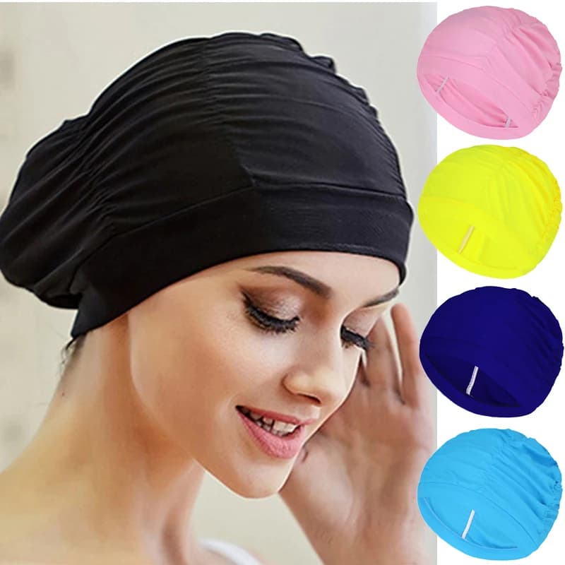 Women's Swim Hat Unisex Girl Long Hair Swimwear Swimwear Elastic Drape Free Size Pool Sports Elastic Nylon Turban
