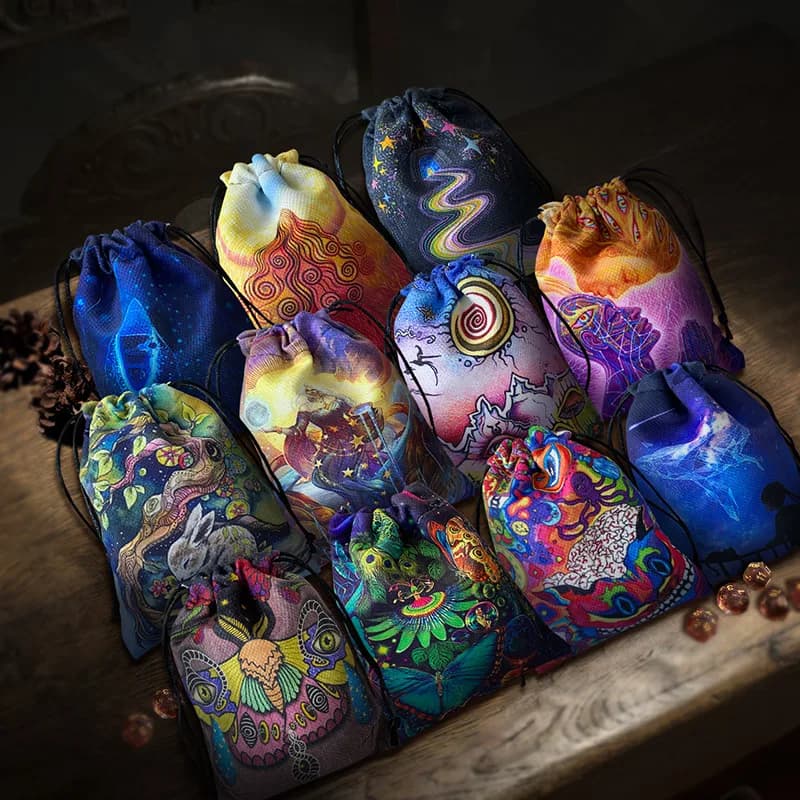10 pieces Tarot Card Storage Bags, Linen Checkered Game Tarot Card Bags, Dice Storage Bags Made of Crystal, Jewelry Gift Bags