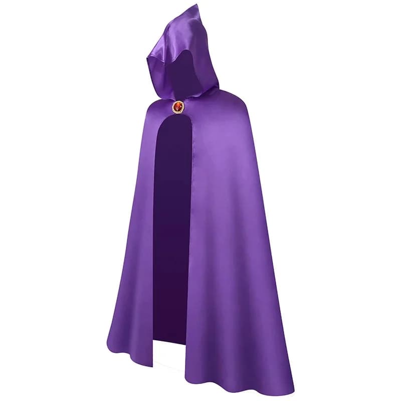 2026 Raven Teen Titans Cloak Hood Purple Cosplay Cape With Red Gem Medallion For Halloween Comic-Con Costume Wiz 0HU19