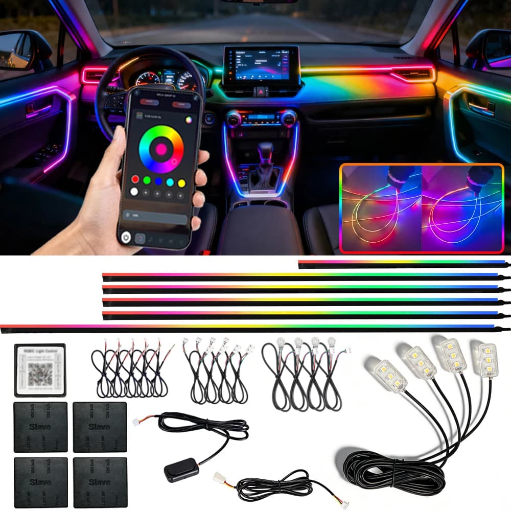 RGB Symphpony Led Strip Light Luce interna Kit luci a Led in acrilico per BMW Luce per porta Luce per auto Luce in fibra ottica Luce ambientale per auto