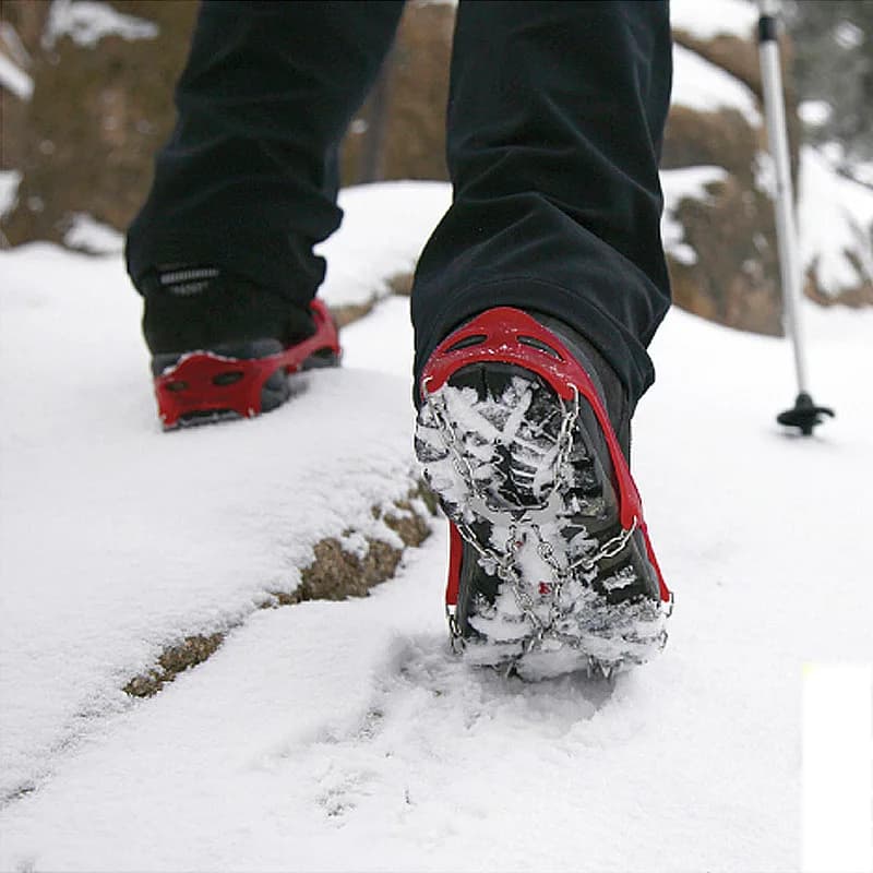 Ramponi Antiscivolo a 11 Punte in Acciaio Inossidabile per Scarponi da Trekking, Punte di Trazione Invernali per Alpinismo e Neve
