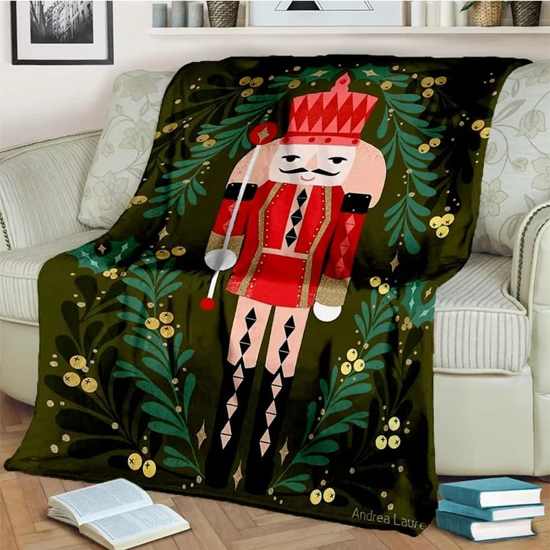 Coperta di cartone animato con albero di Natale schiaccianoci, coperta morbida per la casa, camera da letto, divano letto, picnic, viaggio, ufficio, coperta per bambini