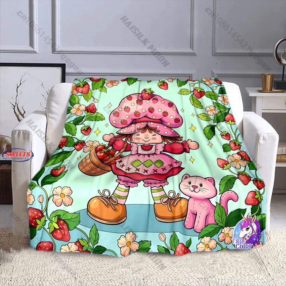 Coperta accogliente a tema fragola, disponibile in diverse misure per bambini e adulti, ideale per la camera da letto, il soggiorno e come decorazione per il divano, un regalo raffinato.