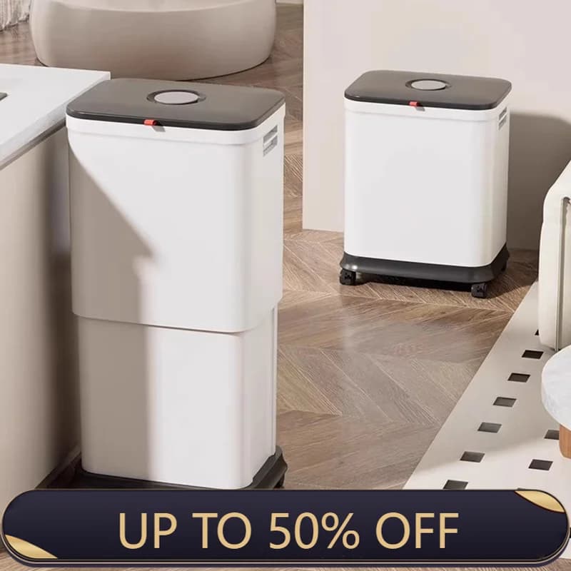 Anti Odor Trash Can Kitchen Wastebin With Lid Home Large Capacity Trash Can Garbage Collector Food Dust Bin Kitchen Items