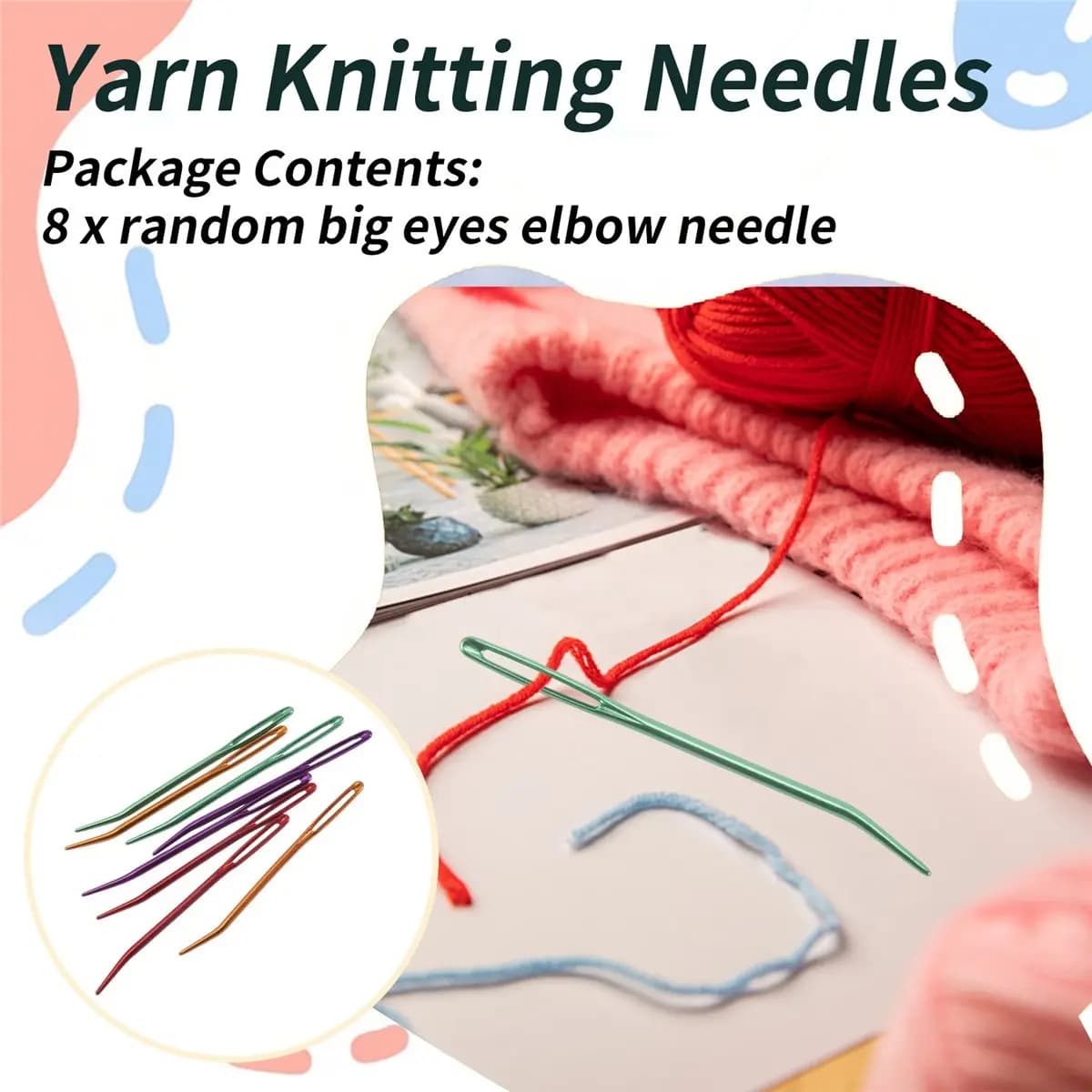 [HLES]8PCS Yarn Needle,Weaving Needle Tapestry Needle Bent Needles for Crochet Large Eye Darning Needles for Knitting Crochet