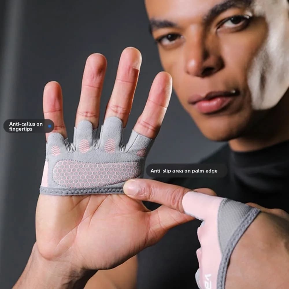 1 pair of half finger gloves anti-slip gymnastics Training Gloves lightweight four-tip anti-slip workout Gloves Thin handles for lifting weights