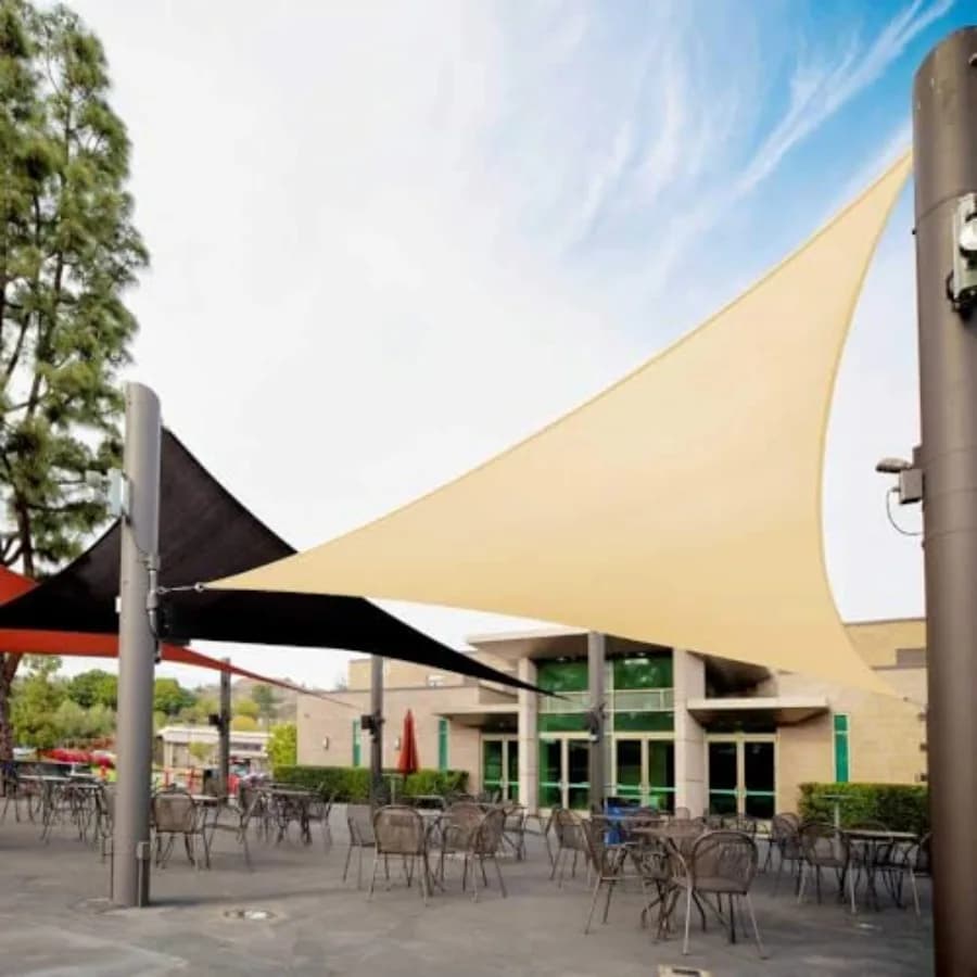 Beige 6x6x6m Triangular Sunshade Tent for Exterior, Umbrella for Patio RTAPT20 - UPF50+ UV Block 95% Resistant