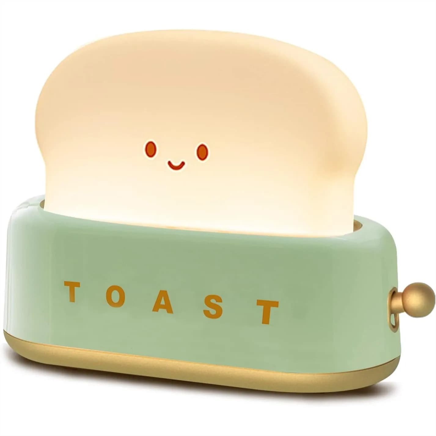 Lampada Tostapane, Luce Notturna Ricaricabile con Faccina Sorridente, Decorazione Carina per Camera da Letto, Comodino, Soggiorno, Regalo