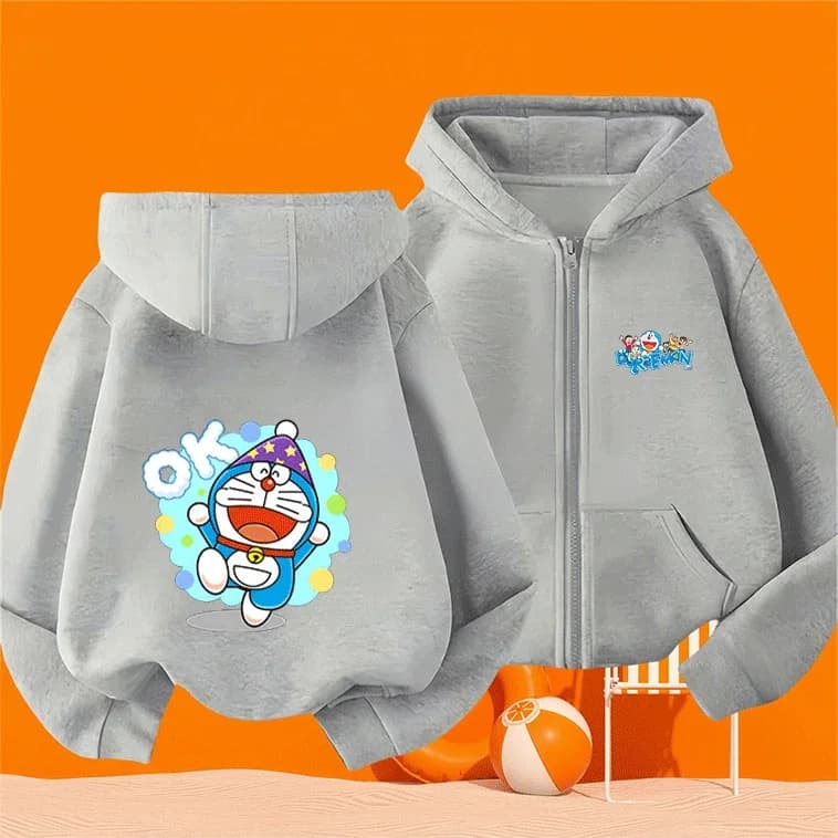 Giacca Morbida per Bambini Doraemon 2026, Felpa con Cappuccio e Zip con Stampa Anime, Vendita Calda Invernale