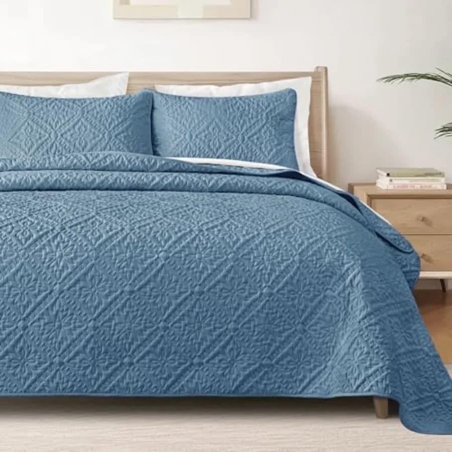 King Quilt Bedding Set Lightweight Soft Bedspreads Coverlets with 2 Pillow Shams Modern Oversized Quilts King Size for All Seas