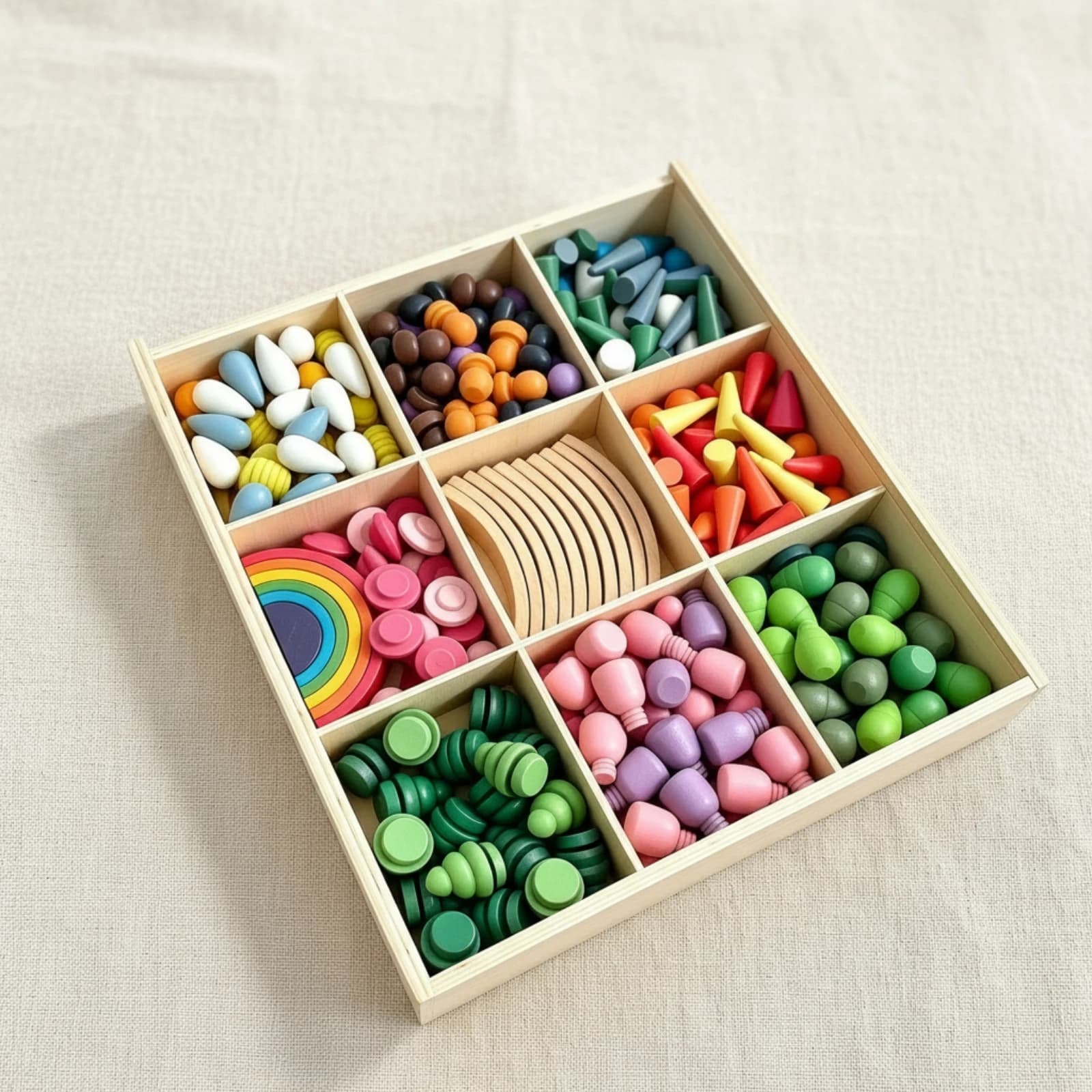 Wooden Building Blocks with Tray Educational Building Blocks with Storage Tray Wooden Block Set Educational Hardwood