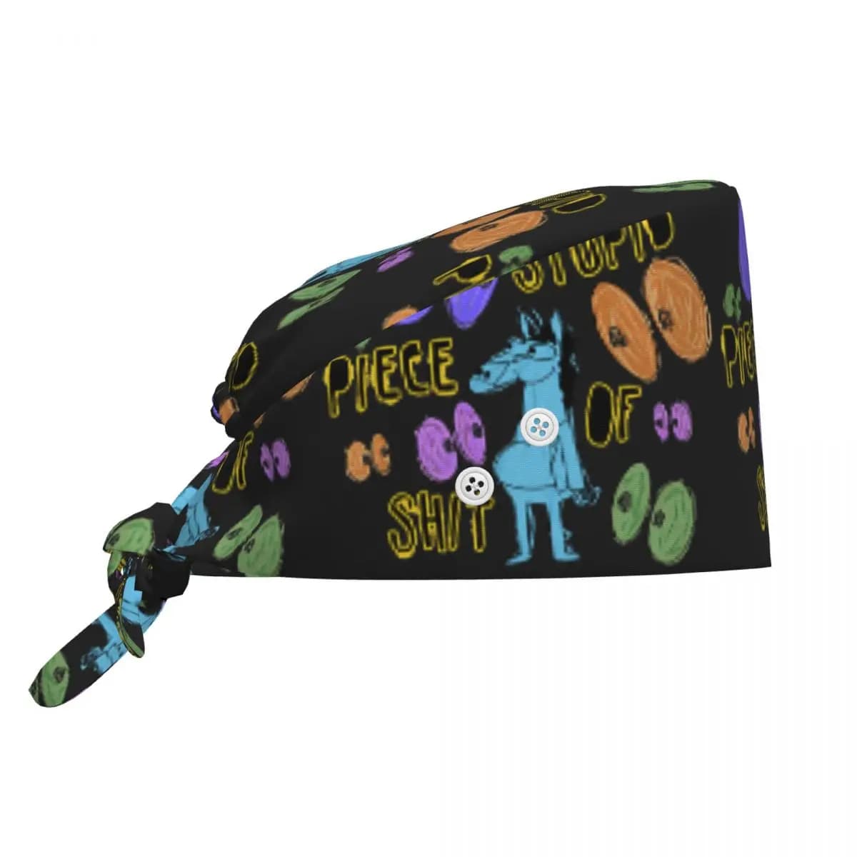 Cappello Chirurgico Unisex Regolabile con Stampa Cartoon Bojack Horseman Stupid Piece Of Shit, Berretto da Infermiere per Dentista