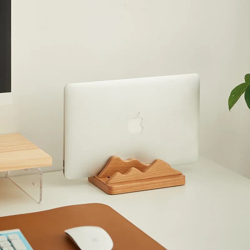 Supporto per supporto per laptop verticale in legno giapponese Supporto per stazione per tablet per notebook per MacBook Air Pro Slot per scheda PC Supporto in legno di ciliegio