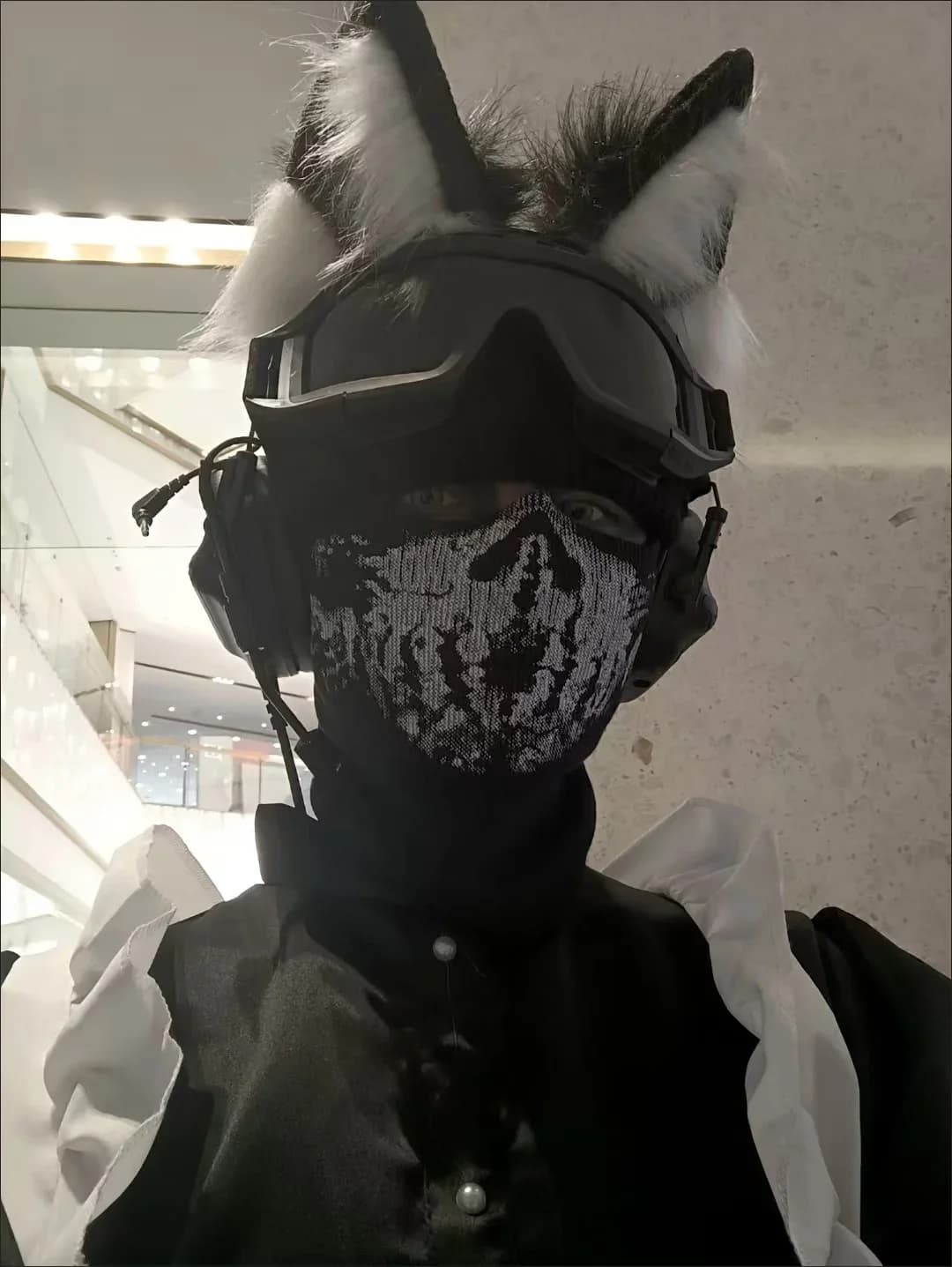 2025 Nuova maschera da motociclista Skull Ghost - Copricapo da viso fantasma antivento nero per giochi di guerra cosplay Guida all'aperto