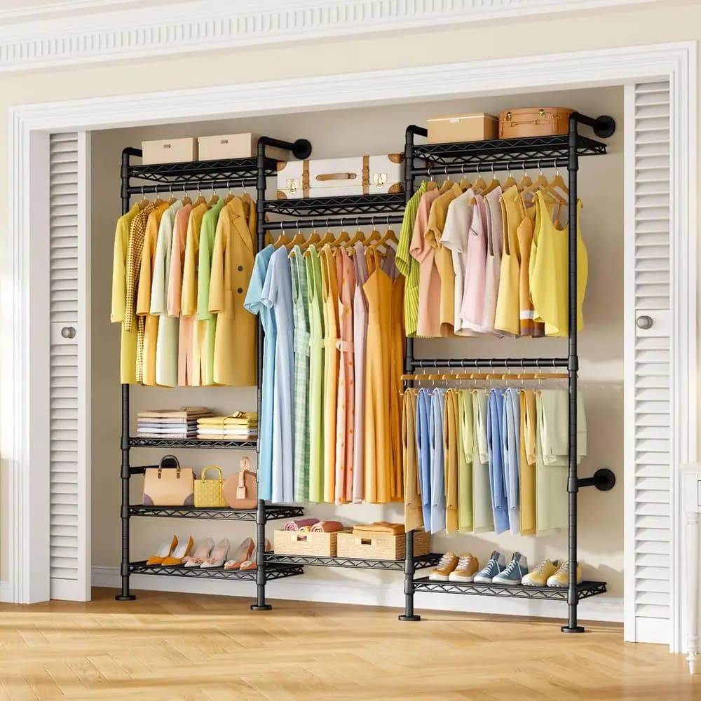 Wall hanger M6, Armoured system Resistant with 8 shelves and 4 coat racks, 174 cm L x 30 cm P x 220 cm H