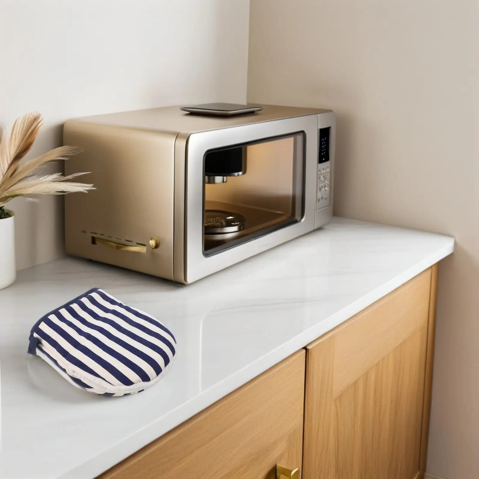 Guanti da Forno a Microonde Resistenti al Calore in Cotone, Guanti da Cucina Antiscivolo Spessi Isolanti per Cottura, Grigliate, Friggitrice ad Aria, Barbecue ad Alta Temperatura