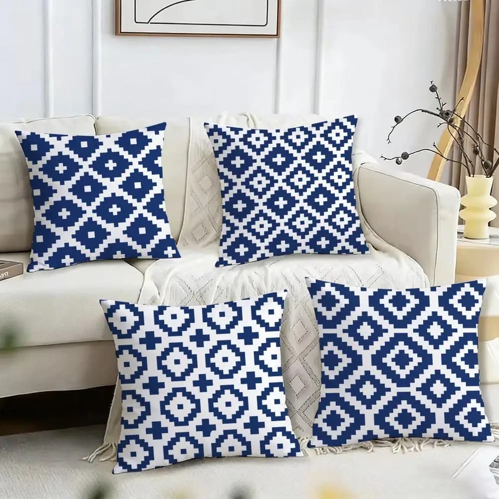 Navy Blue Mandala Nordic Cushion Cover Pillow Case Short Plush Square Throw Pillow Covers Pillowcase Sofa Home Decor Gift